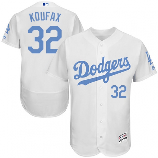 Men's Majestic Los Angeles Dodgers #32 Sandy Koufax Authentic White 2016 Father's Day Fashion Flex Base MLB Jersey - Ujersey
