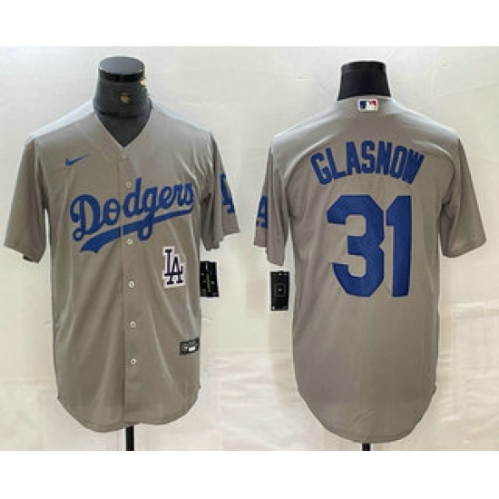 Men's Los Angeles Dodgers #31 Tyler Glasnow Grey Stitched Cool Base Nike Jerseys - Ujersey