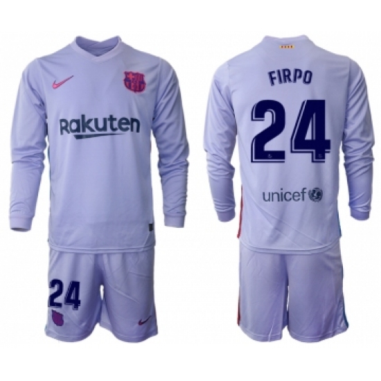 Men 2021-2022 Club Barcelona Second away purple Long Sleeve 24 Soccer Jersey