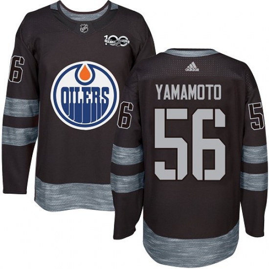 Men's Adidas Edmonton Oilers #56 Kailer Yamamoto Authentic Black 1917-2017 100th Anniversary NHL Jersey - Ujersey