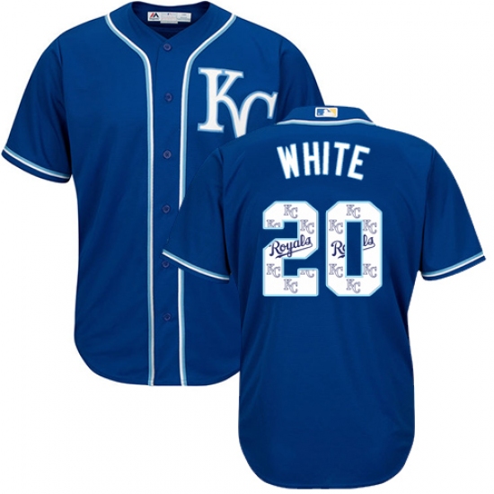 Men's Majestic Kansas City Royals #20 Frank White Authentic Blue Team Logo Fashion Cool Base MLB Jersey - Ujersey