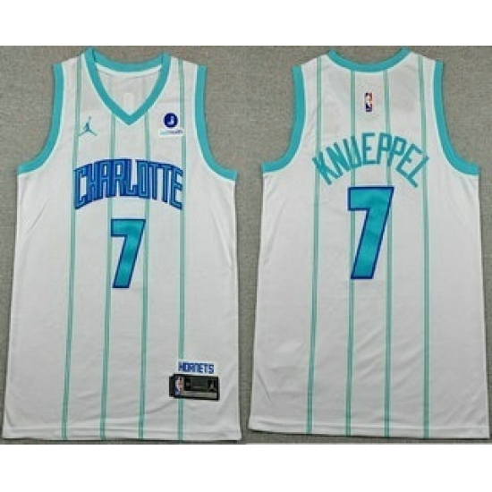 Men's Charlotte Hornets #7 Kon Knueppel White Icon Sponsor Swingman Jersey - Ujersey