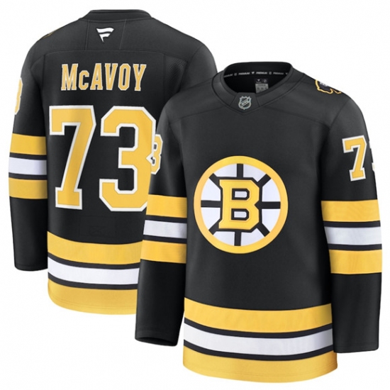 Men's Boston Bruins #73 Charlie McAvoy Black 2025 Home Stitched Hockey Jersey - Ujersey