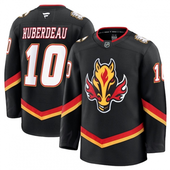 Men's Calgary Flames #10 Jonathan Huberdeau Black 2024-25 Alternate Stitched Hockey Jersey - Ujersey