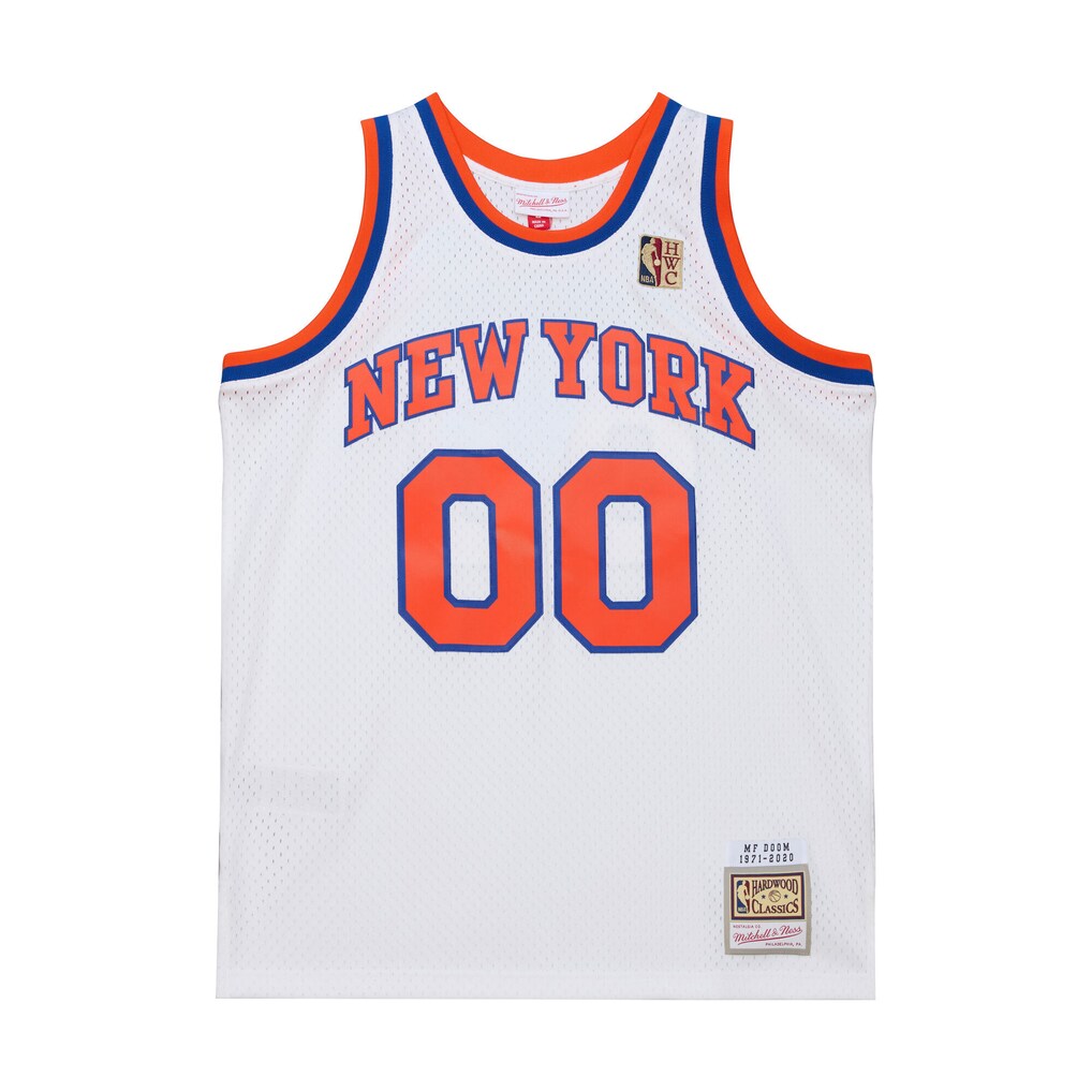 Men's MF DOOM x NY Knicks x Mitchell & Ness White A New York Story Fashion Jersey - SUjersey01
