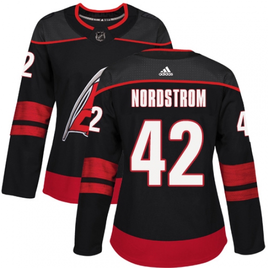 Women's Adidas Carolina Hurricanes #42 Joakim Nordstrom Authentic Black Alternate NHL Jersey - Ujersey