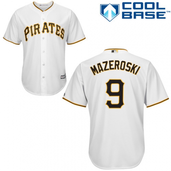 Youth Majestic Pittsburgh Pirates #9 Bill Mazeroski Replica White Home Cool Base MLB Jersey - Ujersey