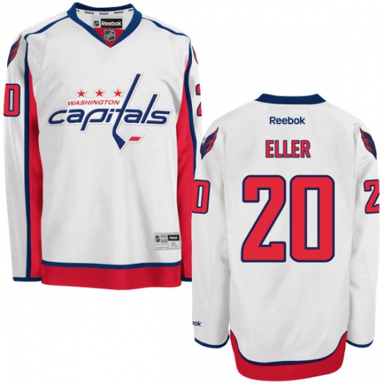 Men's Reebok Washington Capitals #20 Lars Eller Authentic White Away NHL Jersey - Ujersey