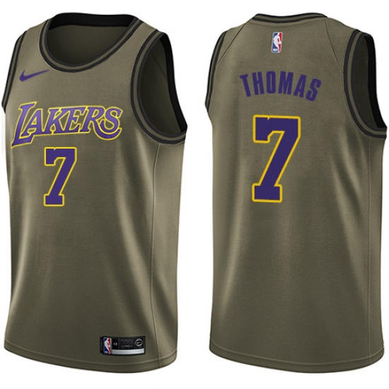 Youth Nike Los Angeles Lakers #7 Isaiah Thomas Swingman Green Salute to Service NBA Jersey - Ujersey