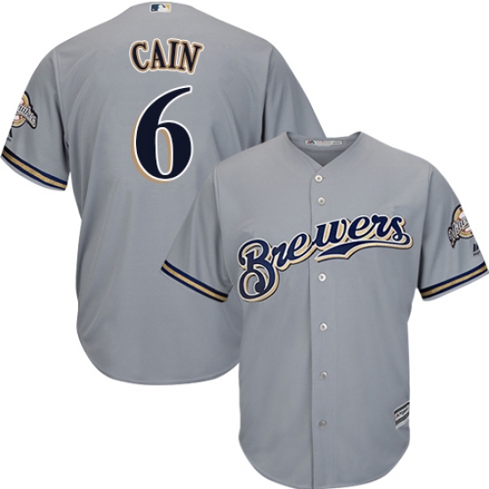 Youth Majestic Milwaukee Brewers #6 Lorenzo Cain Authentic Grey Road Cool Base MLB Jersey - Ujersey