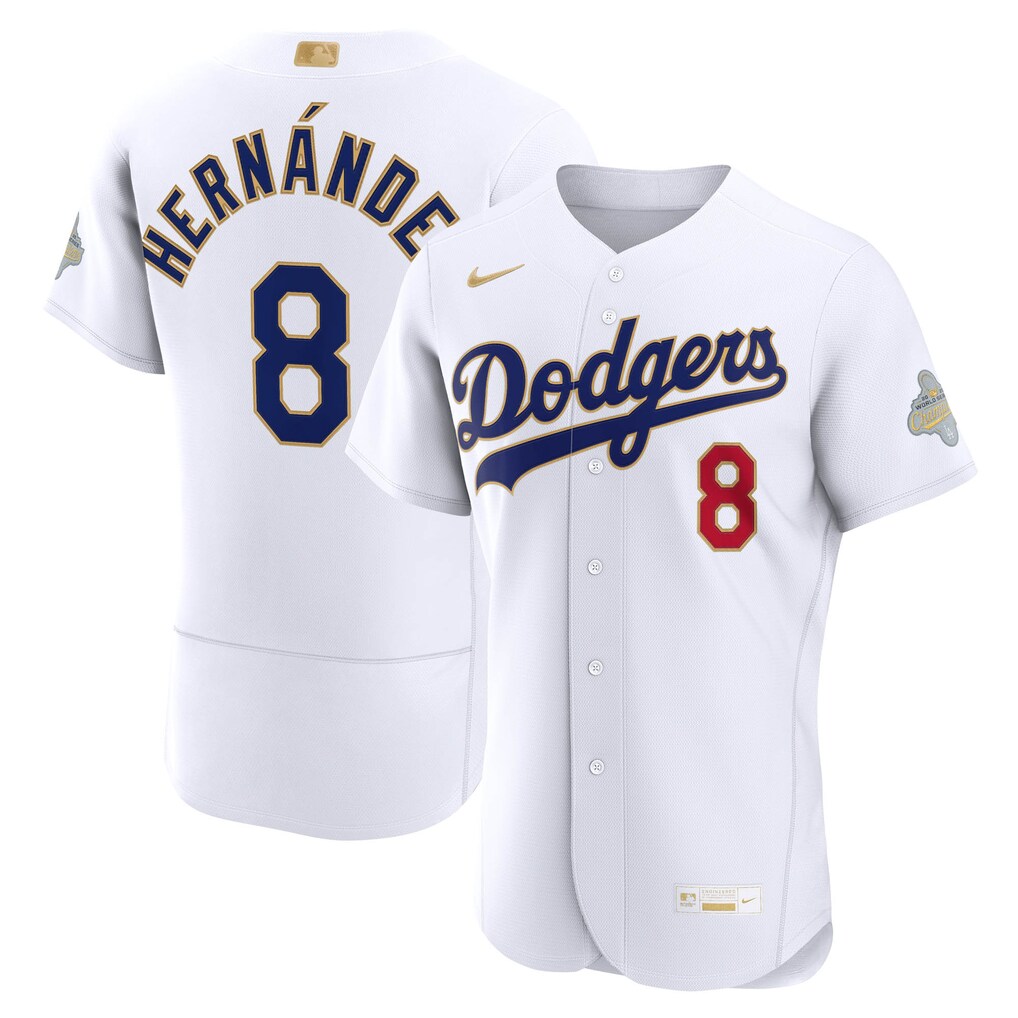 Men's Los Angeles Dodgers Enrique Hernández Nike White 2026 Gold Collection Authentic Jersey - Ujersey