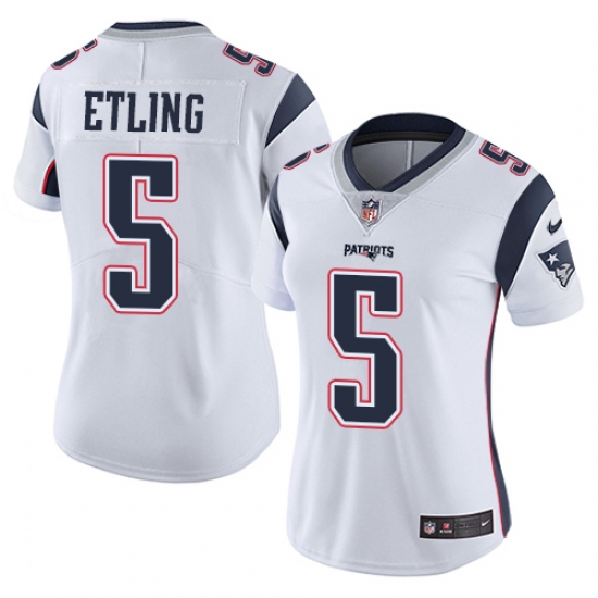 Women's Nike New England Patriots #5 Danny Etling White Vapor Untouchable Limited Player NFL Jersey - Ujersey