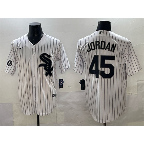 Men's Chicago White Sox #45 Michael Jordan White With Cool Base Stitched Baseball Jersey - Ujersey