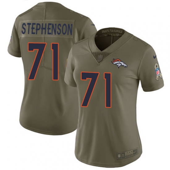 Women's Nike Denver Broncos #71 Donald Stephenson Limited Olive 2017 Salute to Service NFL Jersey - Ujersey