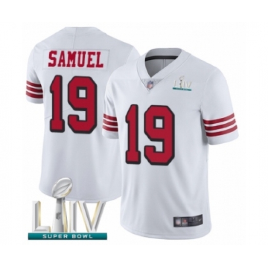 Men's San Francisco 49ers #19 Deebo Samuel Limited White Rush Vapor Untouchable Super Bowl LIV Bound Football Jersey - Ujersey
