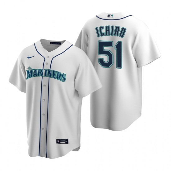 Men's Nike Seattle Mariners #51 Ichiro Suzuki White Home Stitched Baseball Jersey - Ujersey