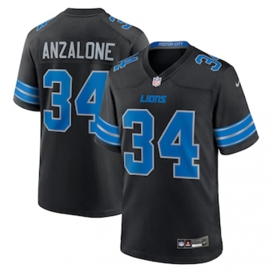 Men's Detroit Lions #34 Alex Anzalone Black 2nd Alternate Game Nike Jersey - Ujersey