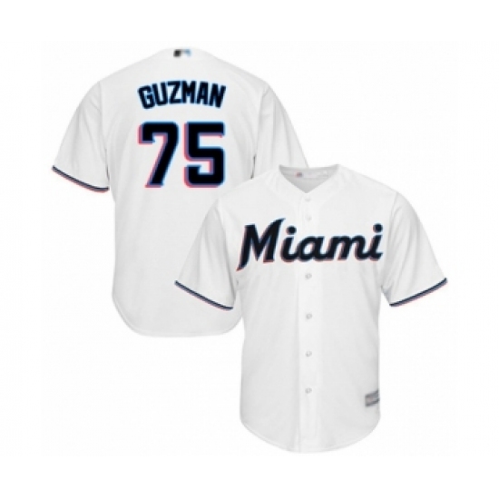 Youth Miami Marlins #75 Jorge Guzman Authentic White Home Cool Base Baseball Player Jersey - Ujersey