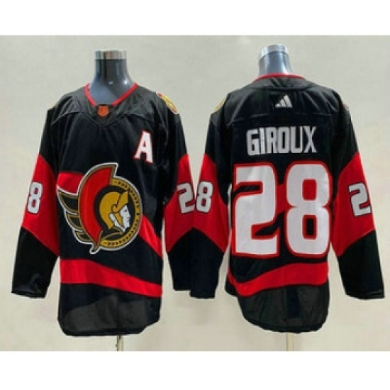 Men's Ottawa Senators #28 Claude Giroux Black 2022 Reverse Retro Authentic Jersey - Ujersey