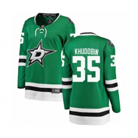 Women's Dallas Stars #35 Anton Khudobin Authentic Green Home Fanatics Branded Breakaway NHL Jersey - Ujersey