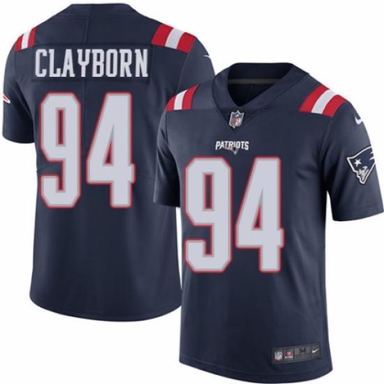 Youth Nike New England Patriots #94 Adrian Clayborn Limited Navy Blue Rush Vapor Untouchable NFL Jersey - Ujersey