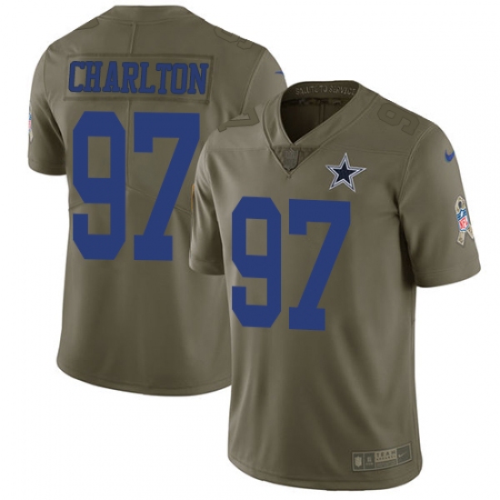 Men's Nike Dallas Cowboys #97 Taco Charlton Limited Olive 2017 Salute to Service NFL Jersey - Ujersey