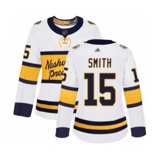 Women's Nashville Predators #15 Craig Smith Authentic White 2020 Winter Classic Hockey Jersey - Ujersey