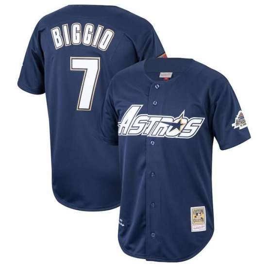 Men's Houston Astros #7 Craig Biggio Navy 1994 Stitched Baseball Jersey