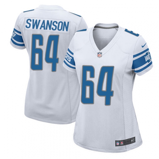 Women's Nike Detroit Lions #64 Travis Swanson Game White NFL Jersey - Ujersey