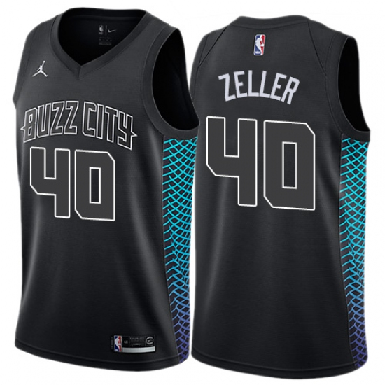 Men's Nike Jordan Charlotte Hornets #40 Cody Zeller Swingman Black NBA Jersey - City Edition - Ujersey