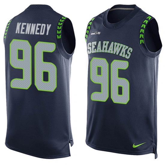 Men's Nike Seattle Seahawks #96 Cortez Kennedy Limited Steel Blue Player Name & Number Tank Top NFL Jersey - Ujersey