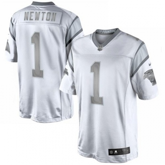 Men's Nike Carolina Panthers #1 Cam Newton Limited White Platinum NFL Jersey - Ujersey