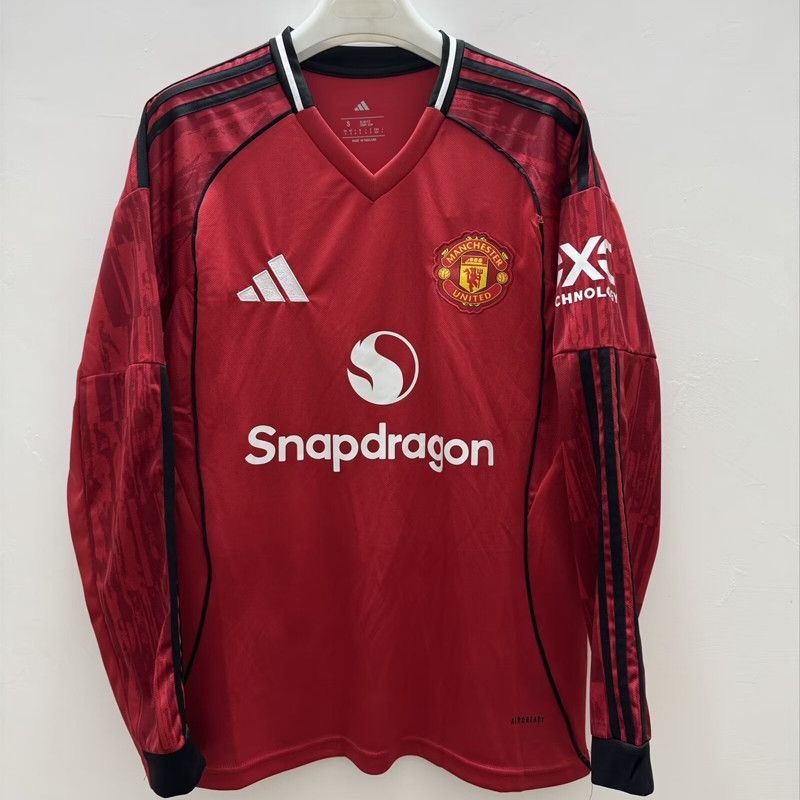 Manchester United Home Long Sleeve Football Jersey Shirt 2025/26 - Ujersey NHL