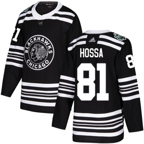 Men's Adidas Chicago Blackhawks #81 Marian Hossa Authentic Black 2019 Winter Classic NHL Jersey - Ujersey
