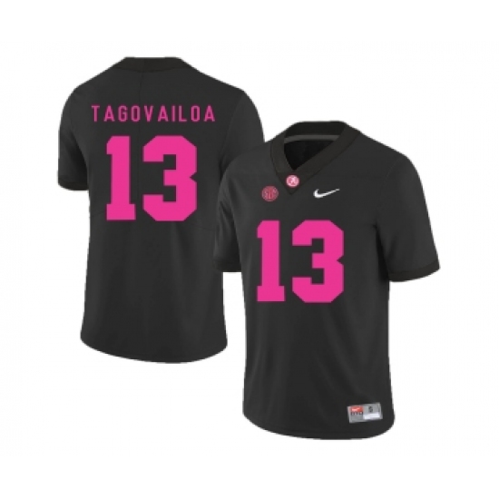 Alabama Crimson Tide 13 Tua Tagovailoa Black 2018 Breast Cancer Awareness College Football Jersey