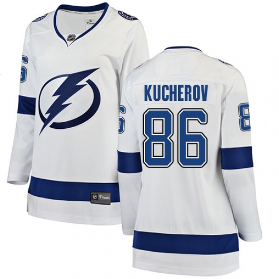 Women's Tampa Bay Lightning #86 Nikita Kucherov Fanatics Branded White Away Breakaway NHL Jersey - Ujersey