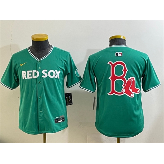 Youth Boston Red Sox Team Big Logo Green 2025 City Connect Limited Stitched Baseball Jersey - Ujersey