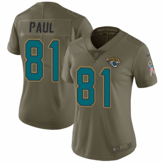 Women's Nike Jacksonville Jaguars #81 Niles Paul Limited Olive 2017 Salute to Service NFL Jersey - Ujersey