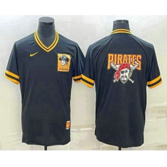 Men's Pittsburgh Pirates Big Logo Black Nike Cooperstown Collection Legend V Neck Jersey - Ujersey