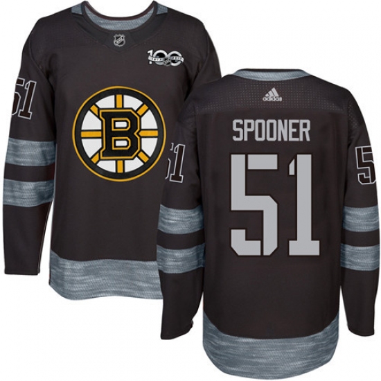 Men's Adidas Boston Bruins #51 Ryan Spooner Authentic Black 1917-2017 100th Anniversary NHL Jersey - Ujersey