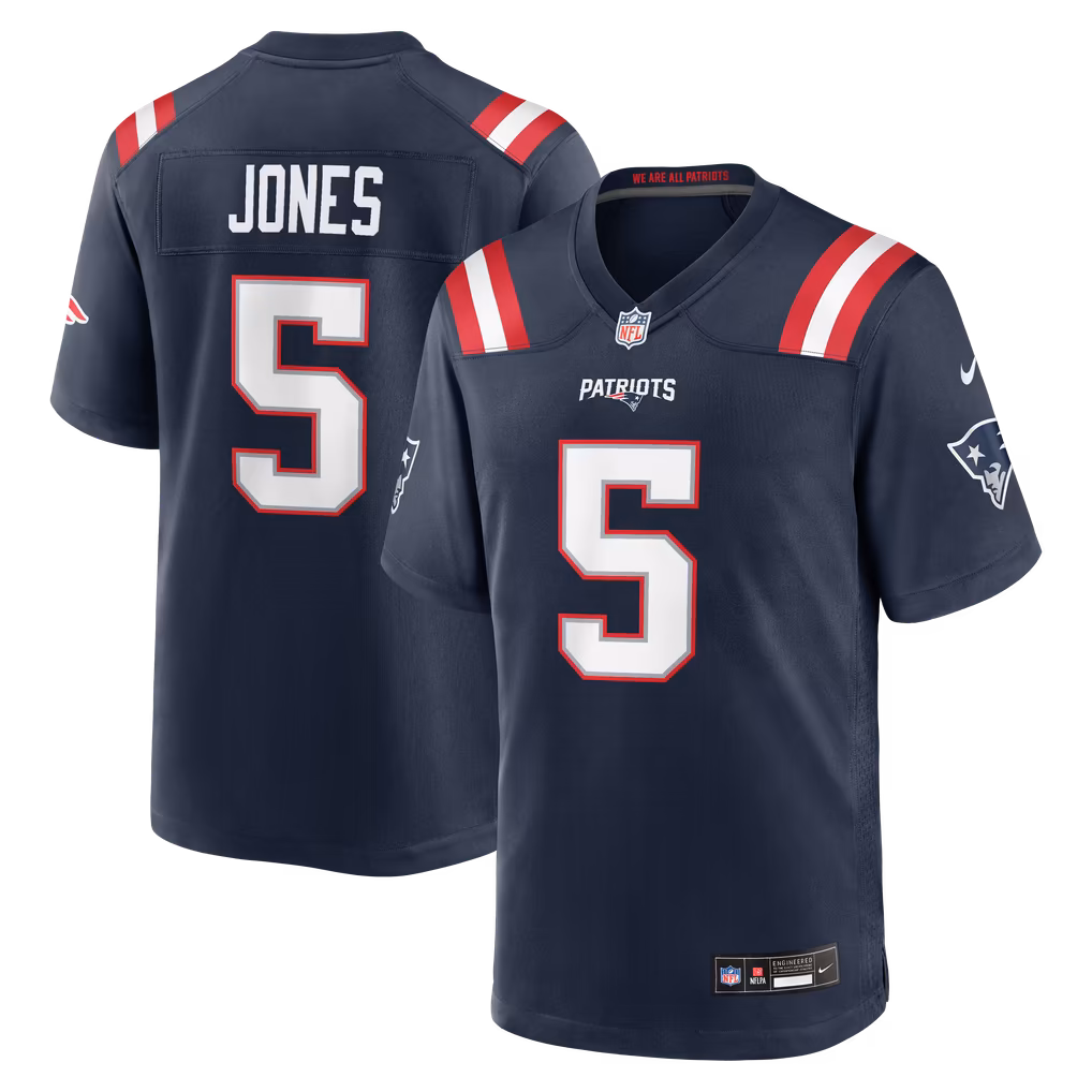 Men's New England Patriots Dre'Mont Jones Nike Navy Team Game Jersey - U-jersey