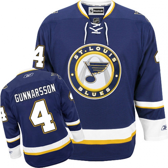 Men's Reebok St. Louis Blues #4 Carl Gunnarsson Authentic Navy Blue Third NHL Jersey - Ujersey
