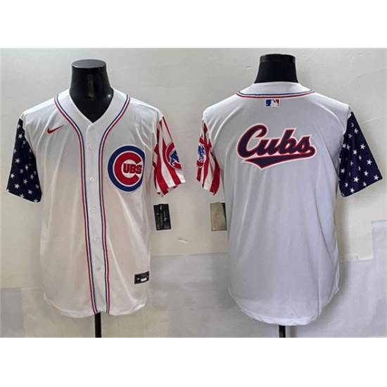 Men's Chicago Cubs Team Big Logo White 2025 Independence Day Vapor Premier Limited Stitched Baseball Jersey - Ujersey