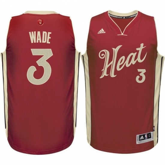 Youth Adidas Miami Heat #3 Dwyane Wade Authentic Red 2015-16 Christmas Day NBA Jersey - Ujersey