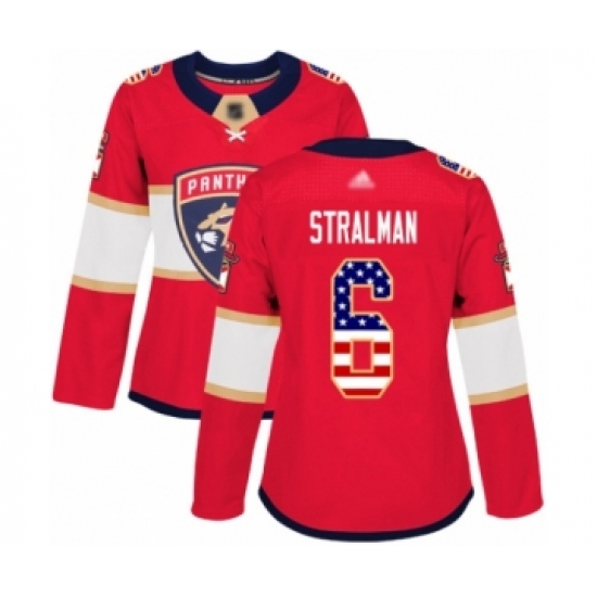 Women's Florida Panthers #6 Anton Stralman Authentic Red USA Flag Fashion Hockey Jersey - Ujersey