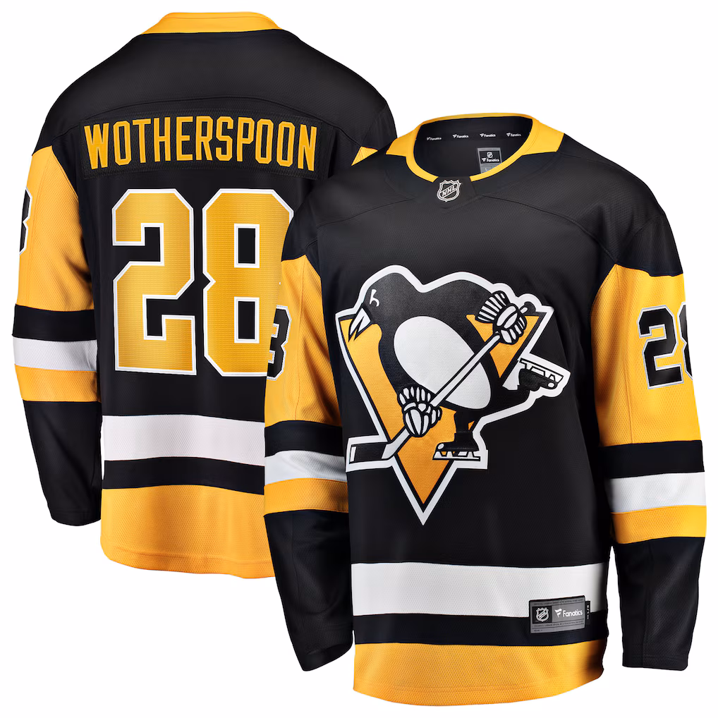 Men's Pittsburgh Penguins Parker Wotherspoon Fanatics Black Home Breakaway Jersey - Ujersey