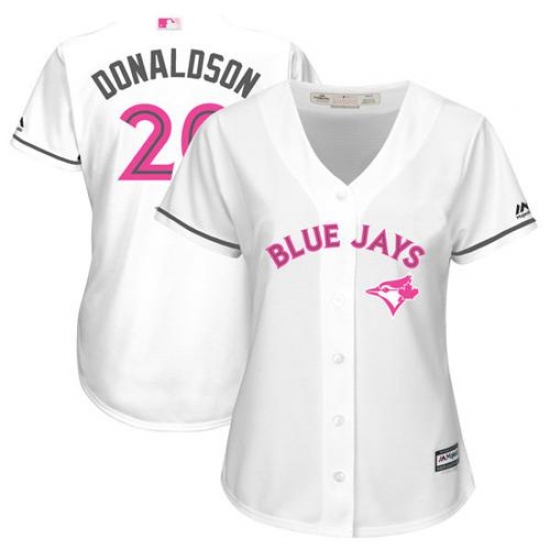 Women's Majestic Toronto Blue Jays #20 Josh Donaldson Replica White Mother's Day Cool Base MLB Jersey - Ujersey