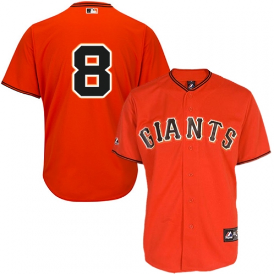 Men's Majestic San Francisco Giants #8 Hunter Pence Authentic Orange Old Style MLB Jersey - Ujersey