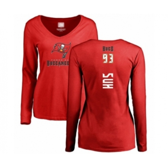 Football Women's Tampa Bay Buccaneers #93 Ndamukong Suh Red Backer Long Sleeve T-Shirt - Ujersey