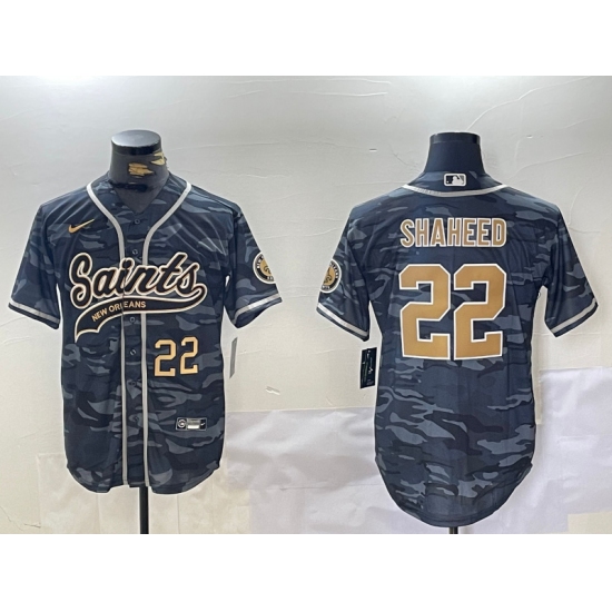 Men's New Orleans Saints #22 Rashid Shaheed Grey Camo With Cool Base Stitched Baseball Jerseys - Ujersey